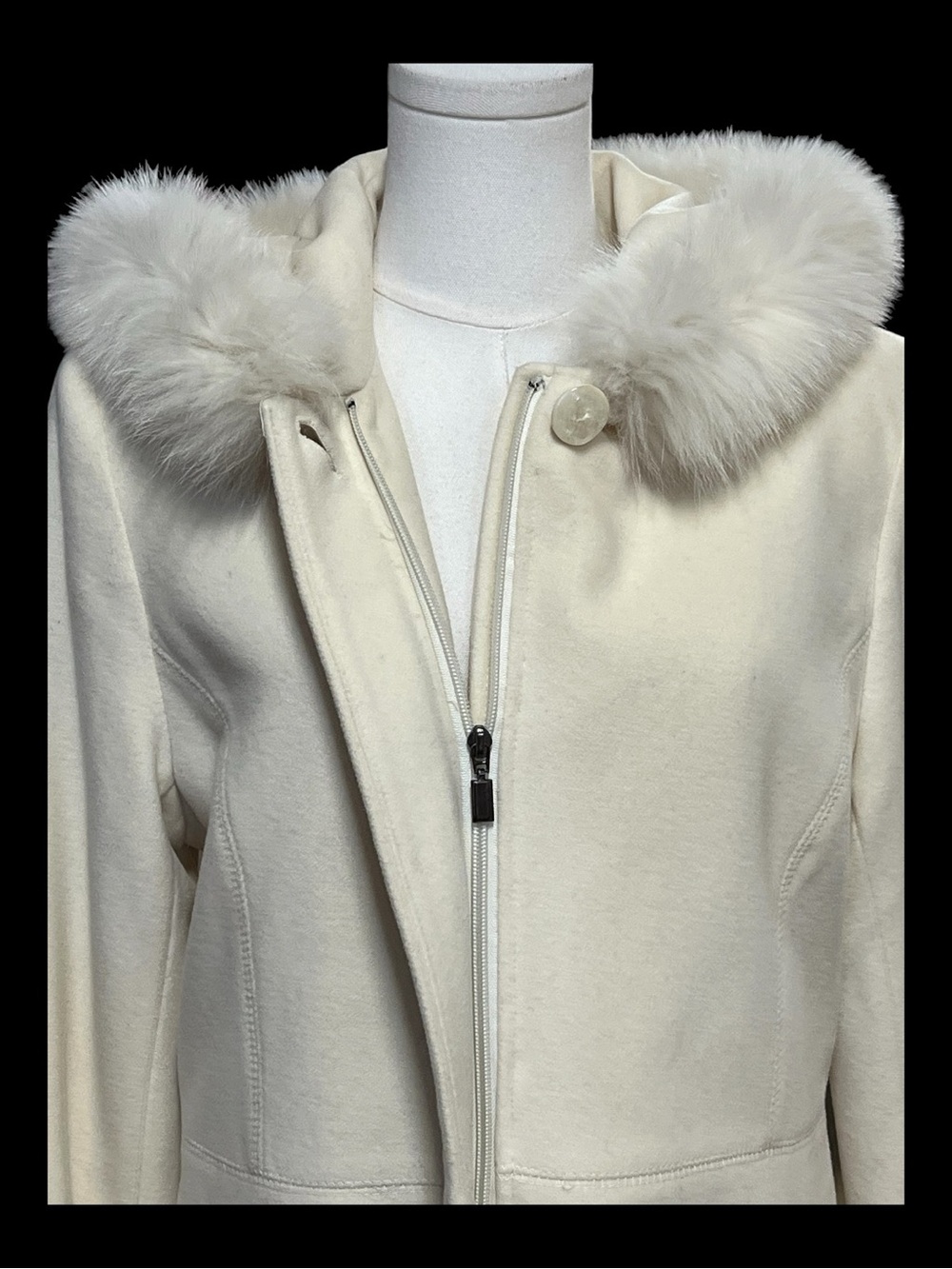 EUC Pendleton Wool Cashmere Cream Faux Fur Hood Coat | Size Small - Picture 3 of 14
